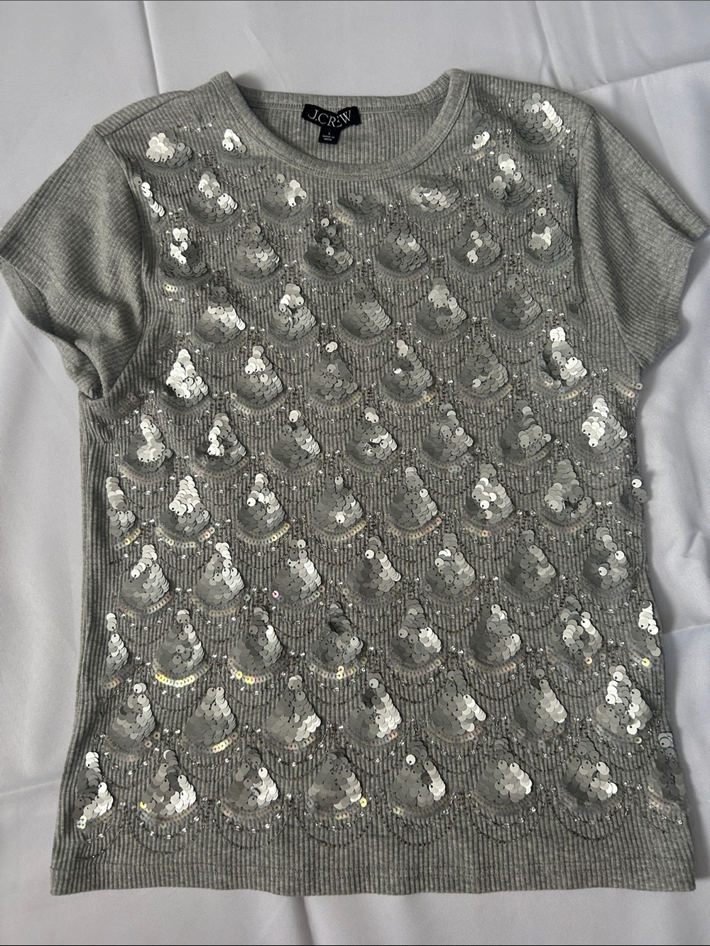 J. Crew Silver Short Sleeve Scoop Neck Tee